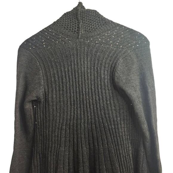 Soft Surroundings Gray Shimmer Cinched Back Flowy Holiday Cardigan Size Petite X - Picture 8 of 10